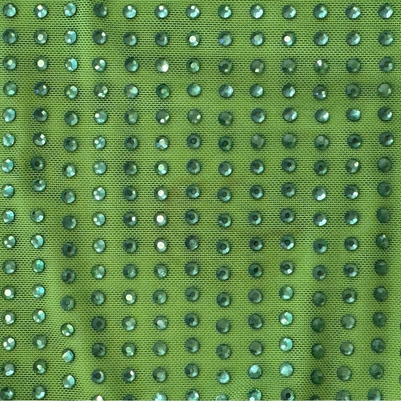 Self Portrait GG Dress in Vibrant Green Crystal Long Sleeve Maxi Dress - Siz - Picture 13 of 13